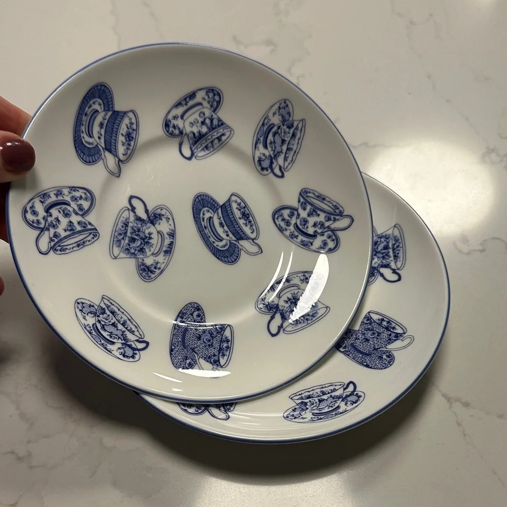 Royal Grafton Made in England Blue and White Porcelain Small Dessert Plates